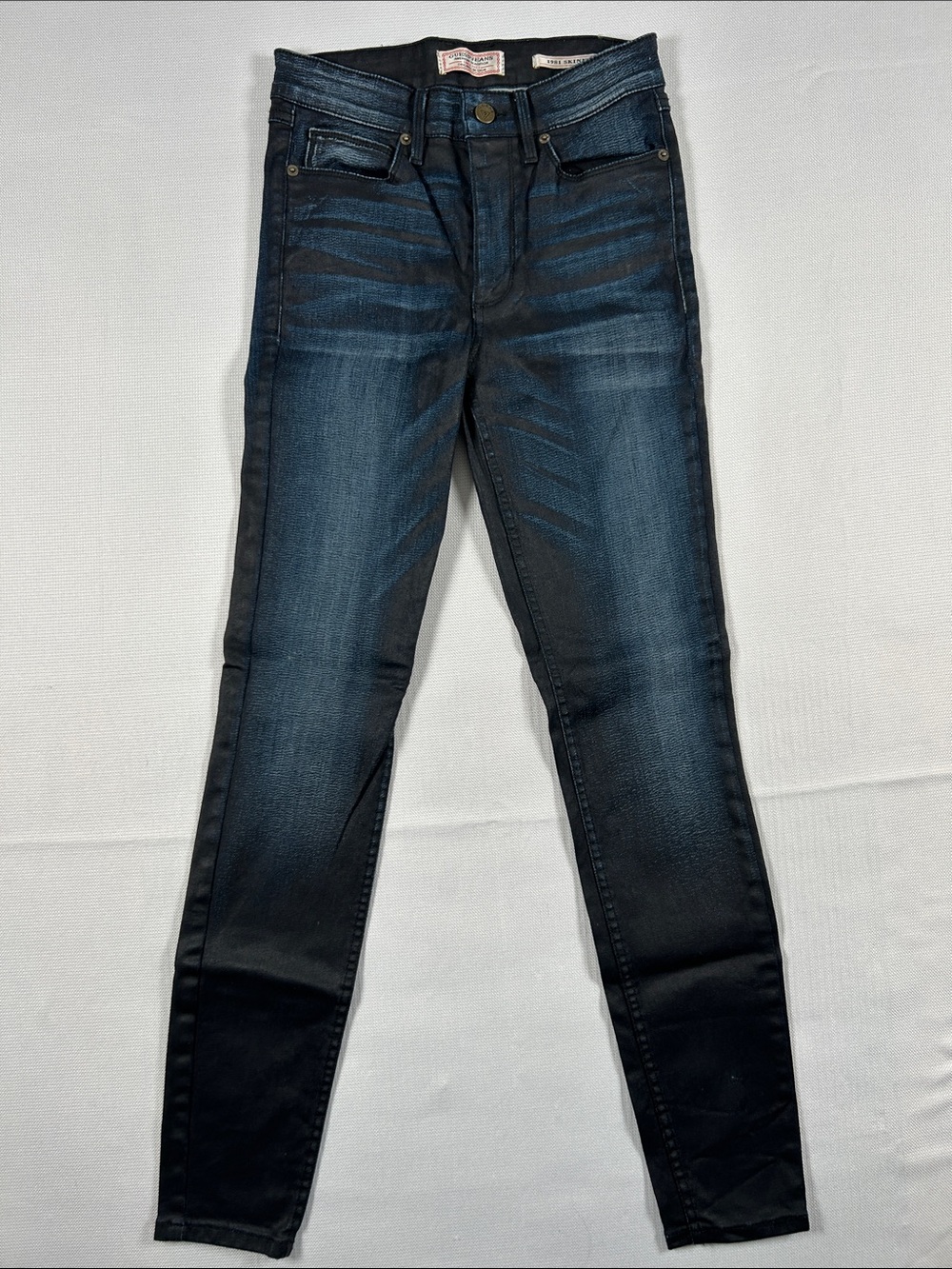 Guess 1981 Skinny Jeans Women’s 26 Black Coated Stretch Denim